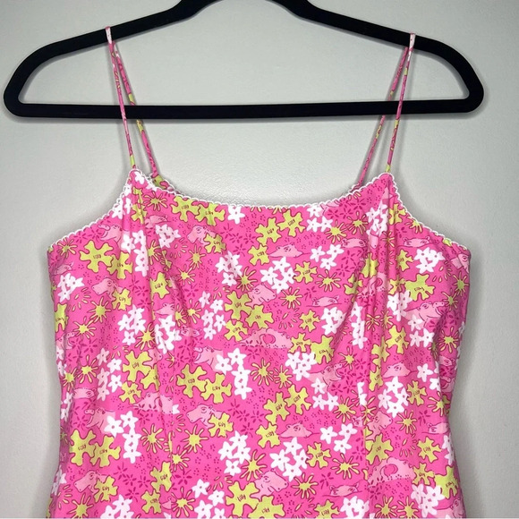 Lilly Pulitzer Happy Hippos Vintage Pink Midi Mini Dress sz 4 Barbiecore Tennis - Picture 2 of 7